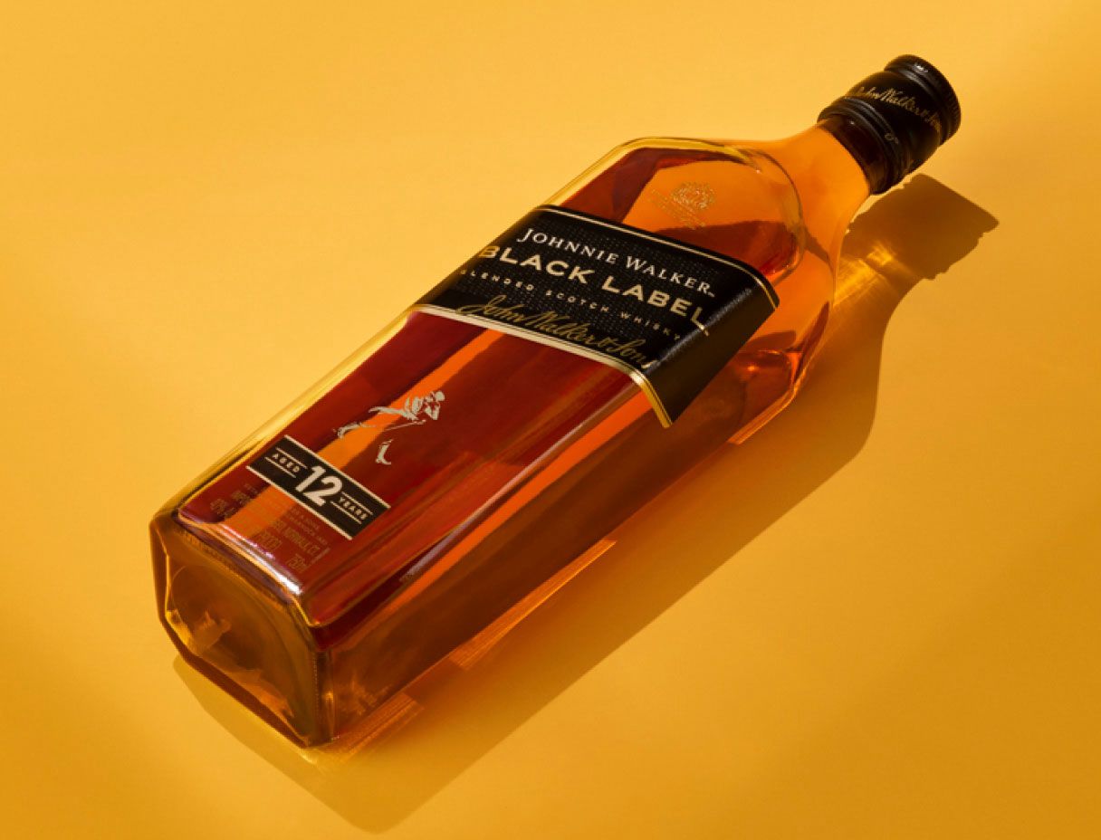 Johnnie Walker Black Label bottle and cocktail